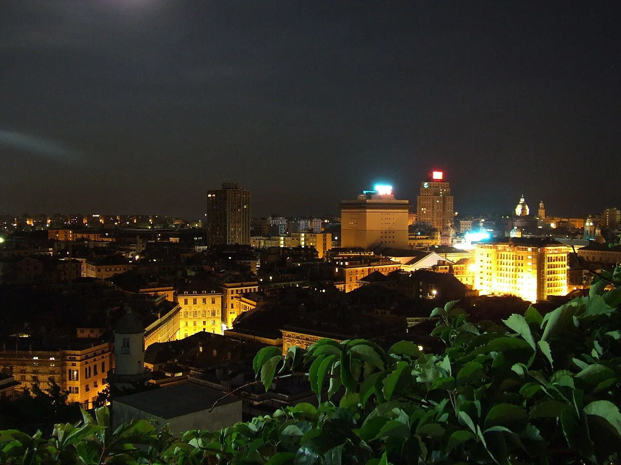 Panorama di Genova dalla Spianata Castelletto: il porto, la Lanterna e il centro storico visti dall'alto